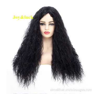 24inch Long Afro Kinky Curly Wig Black Color Fashion Synthetic Wigs for Women Hair Style